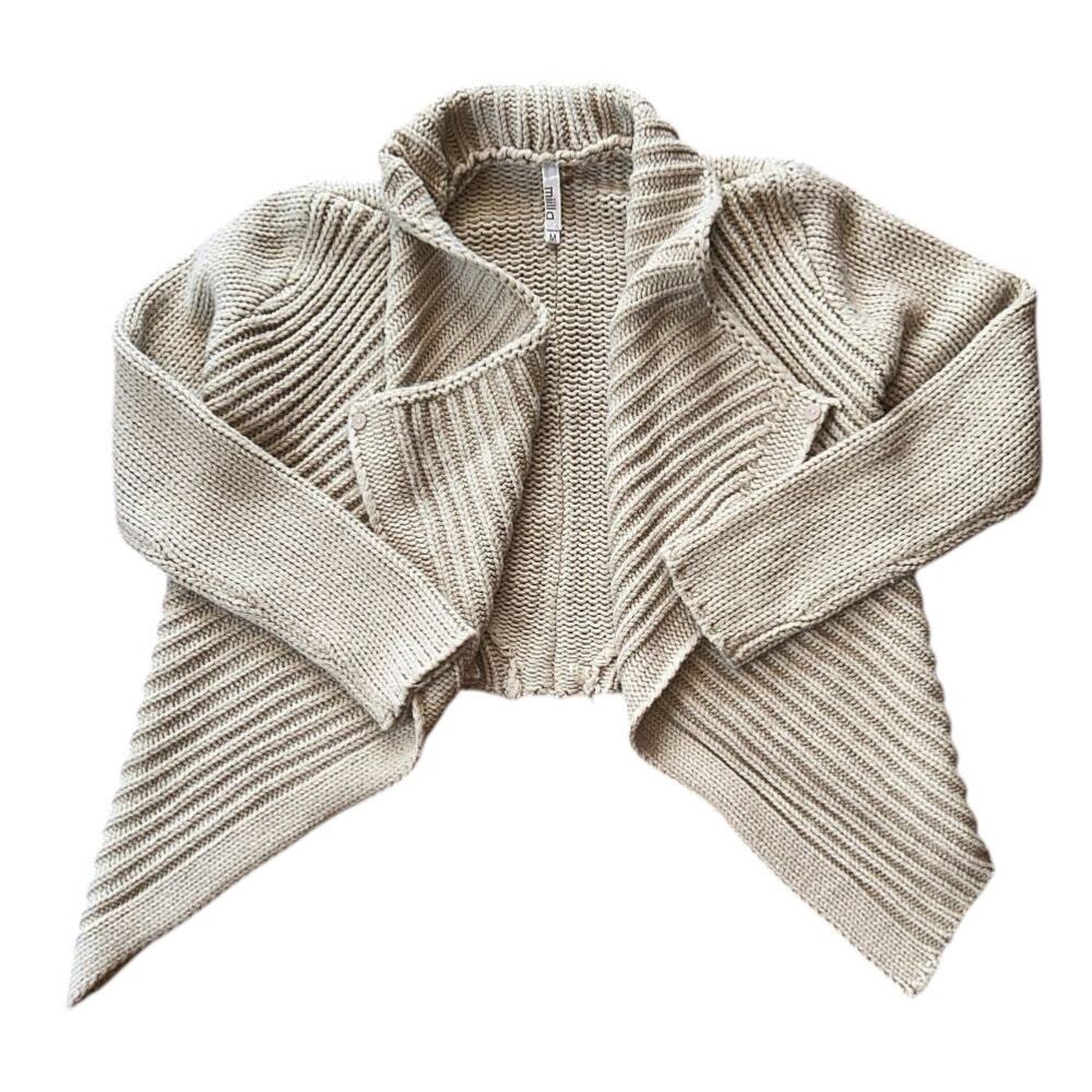 Milla Asymmetrical Creamy Almond Cardigan Sweater Medium